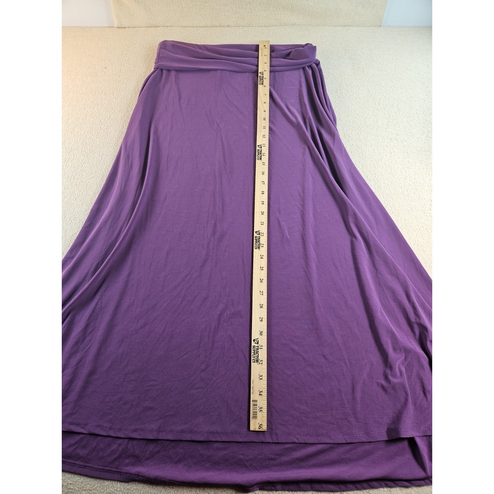 LuLaRoe Women's Maxi Skirt XL Purple Solid Stretch Foldover Waist - Picture 4 of 5